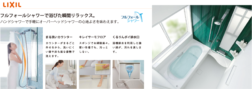 フルフォールシャワーで浴びた瞬間リラックス。